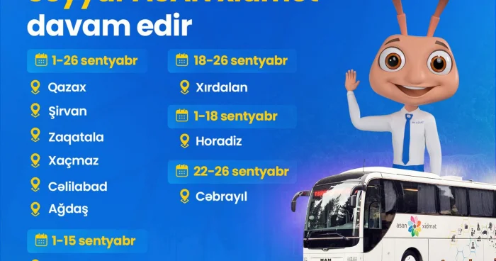 Səyyar ASAN xidmətin regionlarda fəaliyyəti davam edir.