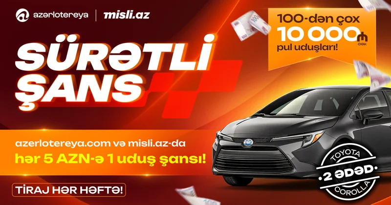 Стартовала акция Sürətli Şans : выигрывай Toyota Corolla и денежные призы с Аzərlotereya !