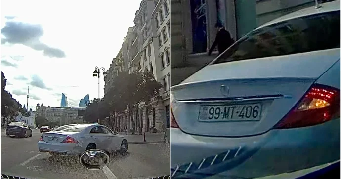 Yola baxmadan sağa dönən sürücü qəza təhlükəsi yaratdı 99 MT 406 VİDEO