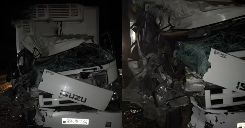 Ağdaşda yük maşını QƏZAYA DÜŞÜB
