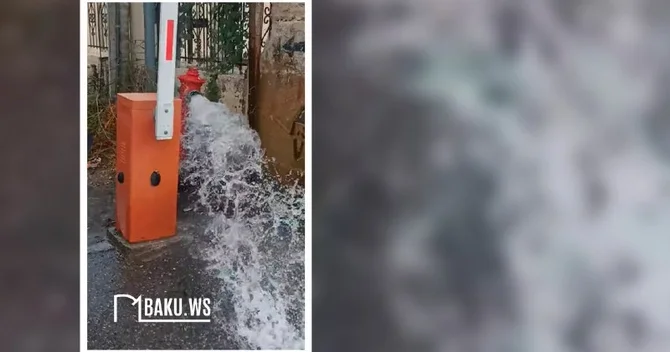Xırdalanda hidrant partladı, su küçəboyu axıb getdi