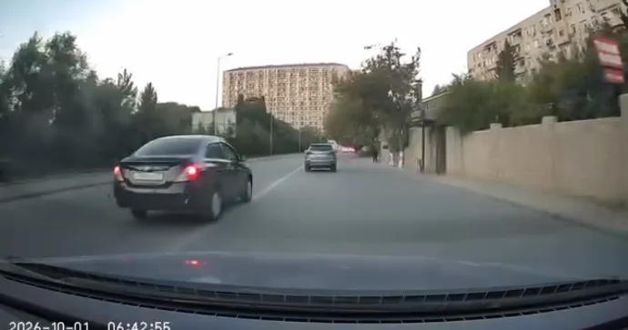 Bakıda sürücü rus nömrəli maşınla qaydaları poza poza getdi VİDEO