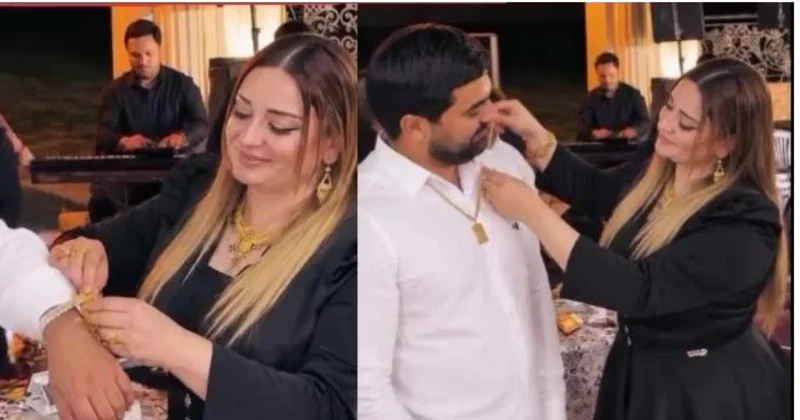 Pünhan Piriyevə qayınatası və qayınanası 1 kq yarım qızıl hədiyyə etdi (Video)