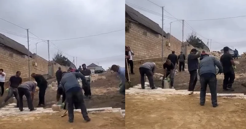Azərbaycanın bu rayonunda sakinlər qeyri adi yol çəkdilər VİDEO