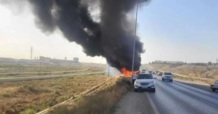 Ələt Astara magistralında BMW yandı