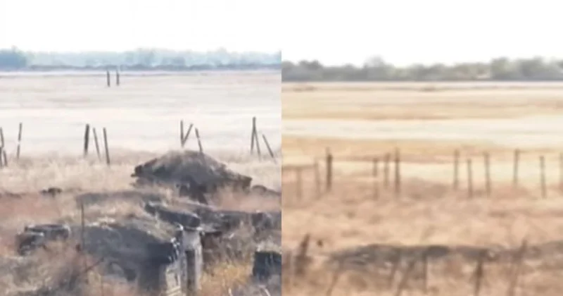 Bir top atəşi ilə ermənilərin viran qalan postundan GÖRÜNTÜLƏR