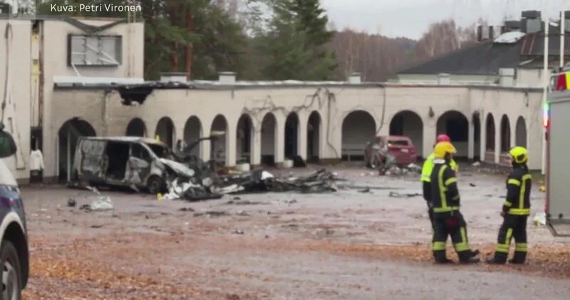 В Финляндии взорвался фургон есть пошибшие ВИДЕО