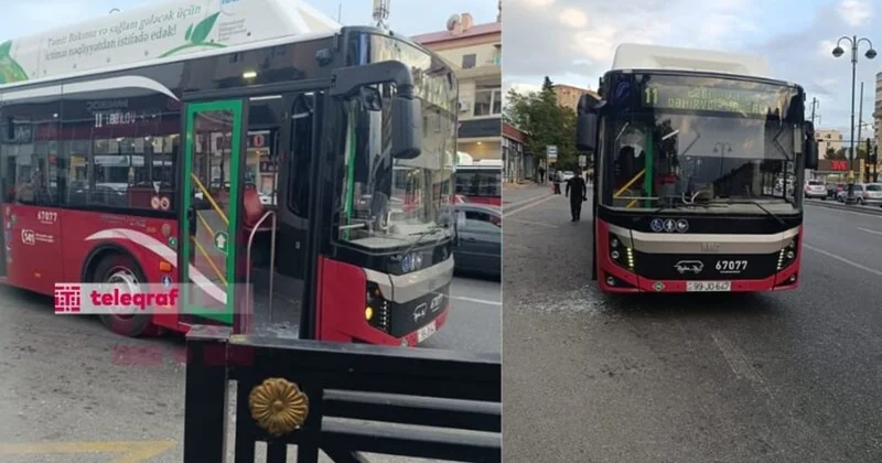 Bakıda sərxoş sərnişin avtobusun şüşəsini qırdı