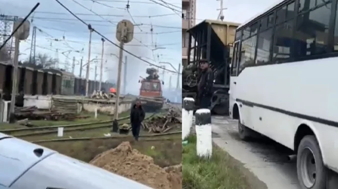 Bakıda yük qatarının yolu bağlamasının səbəbi AÇIQLANDI RƏSMİ VİDEO