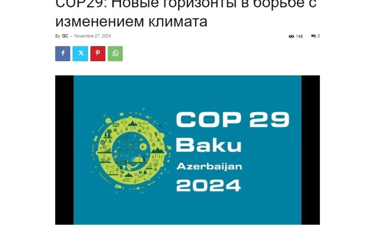 İtaliya mediasında soydaşımızın COP29la bağlı məqaləsi dərc olunub