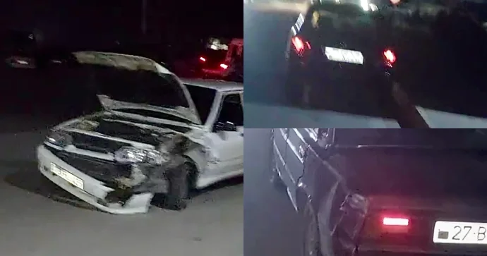 Xaçmazda zəncirvari qəza: Üç maşın toqquşdu VİDEO