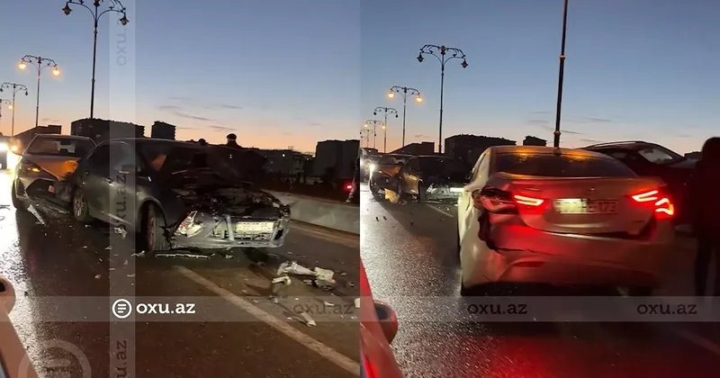 В Баку столкнулись четыре автомобиля: ВИДЕО