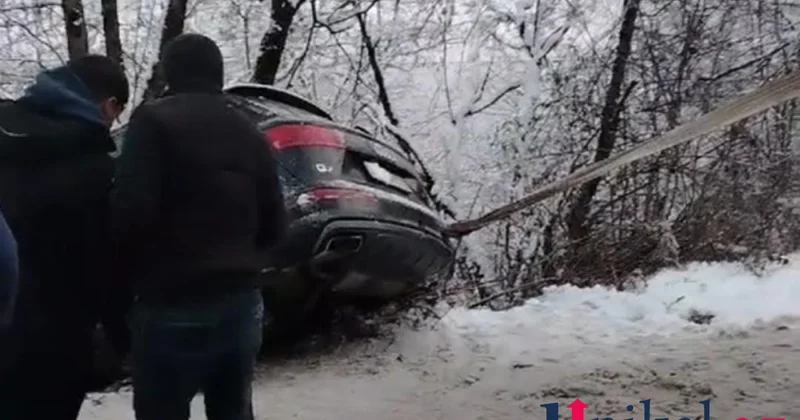 Şahdağ yolunda Audi Q7 aşdı VİDEO