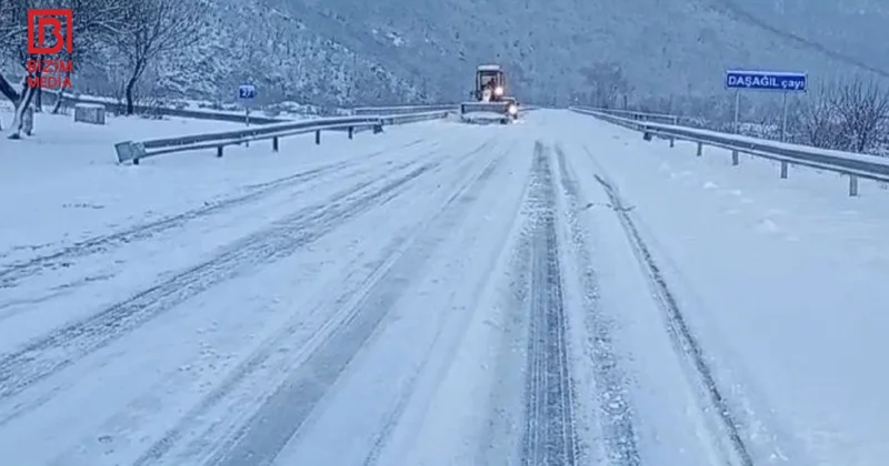 Güclü qarın yağdığı Şimal qərb bölgəsində SON DURUM FOTO