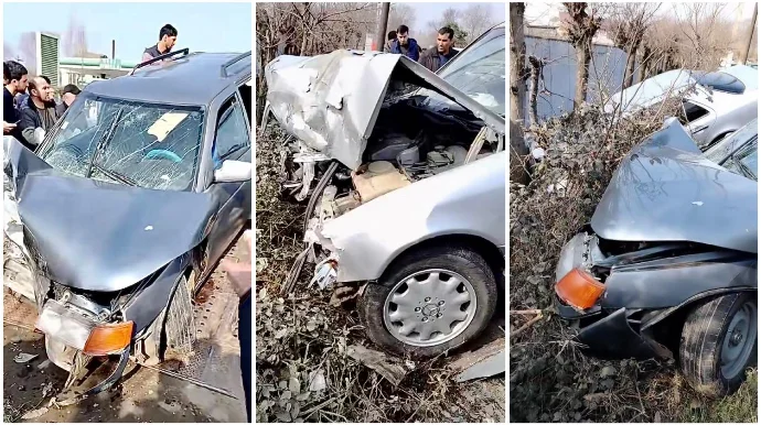 Toqquşan maşınlar yoldan çıxıb kolluğa düşdü, sürücülərdən biri.. VİDEO