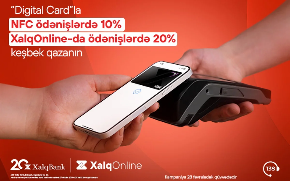 Xalq Bank dan Digital Card la əməliyyatlara 20% dək keşbek!