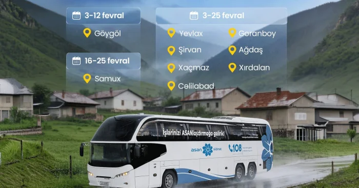 Fevralda Səyyar ASAN ın xidmət göstərəcəyi ünvanlar