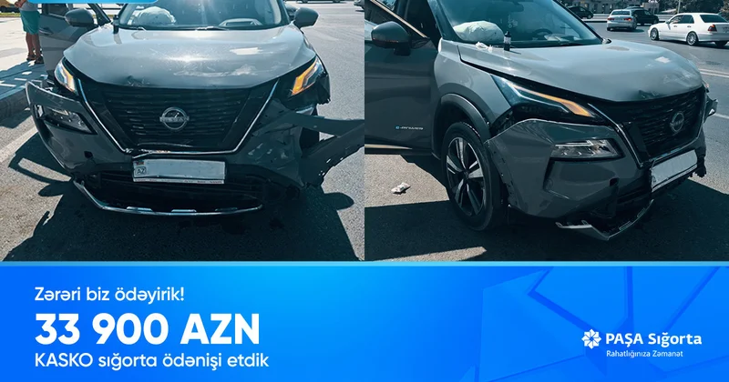 PAŞA Sığorta avtomobilə dəyən zərər üzrə 33 900 AZN ödəniş edib