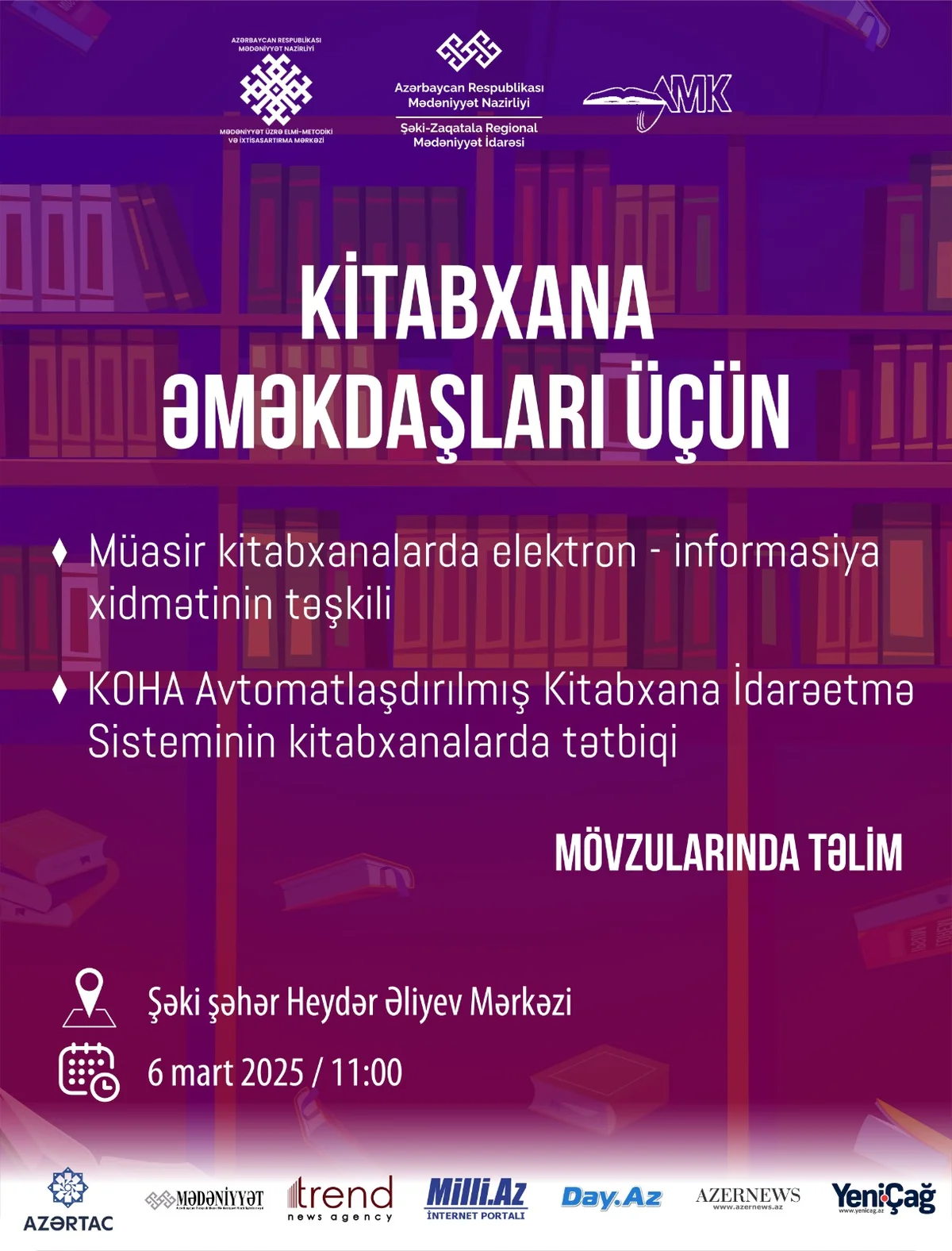 MEMİM Şəkidə kitabxanaların əməkdaşları üçün təlimə start verəcək