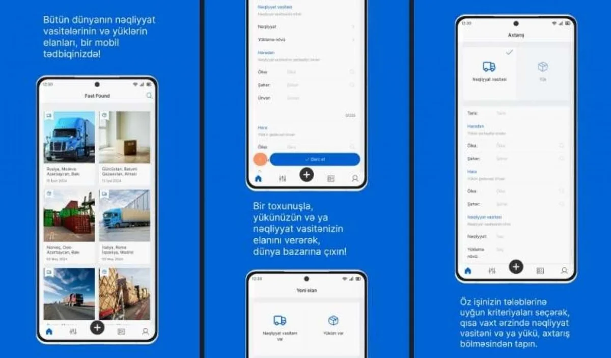 Nəqliyyat və yük tapmaq üçün inqilabi mobil tətbiq Fast Found