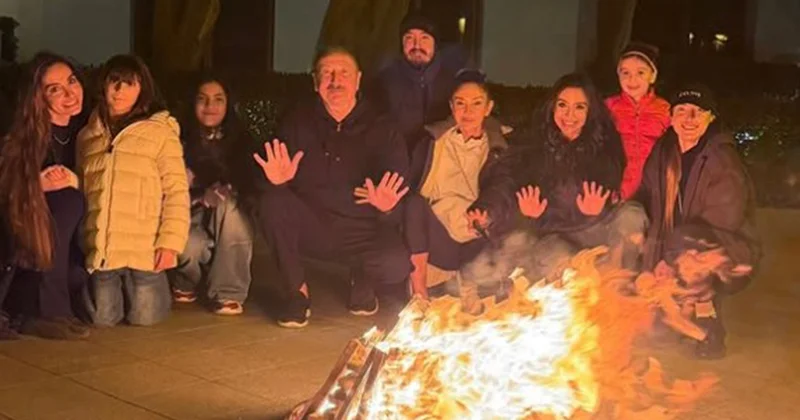 Prezident ailəsi ilə tonqal ətrafında Foto