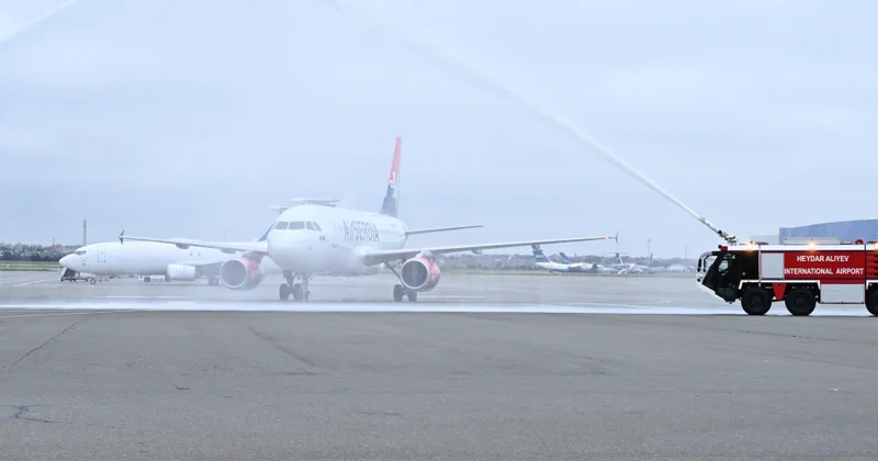 “Air Serbia”nın Belqrad Bakı reysi Heydər Əliyev Beynəlxalq Aeroportunda qarşılanıb