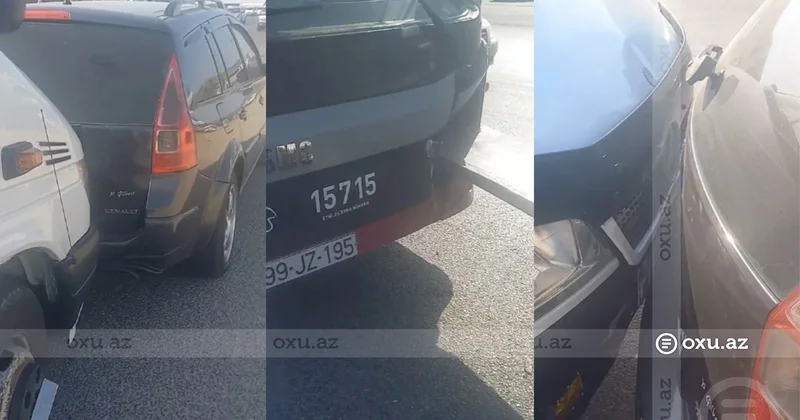 Bakıda zəncirvari qəza: Sərnişin avtobusu evakuatora çırpıldı