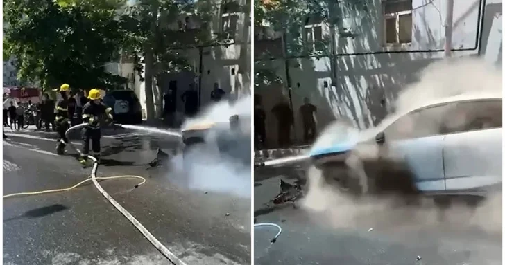 В Ясамальском районе Баку загорелся автомобиль