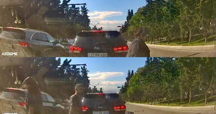 Piyada keçidi ola ola yolu maşınların arasından keçdilər VİDEO
