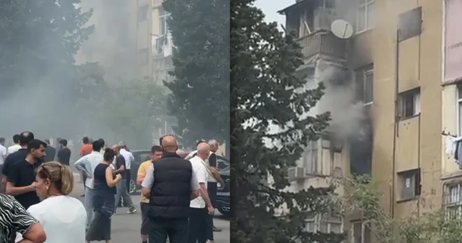 Bakının mərkəzində yaşayış binasındakı yanğın SÖNDÜRÜLDÜ