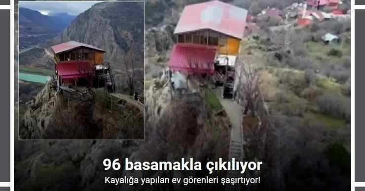 Qayalıqda tikilmiş ev görənləri heyrətə gətirir 96 pillə ilə qalxmaq olar (FOTO)
