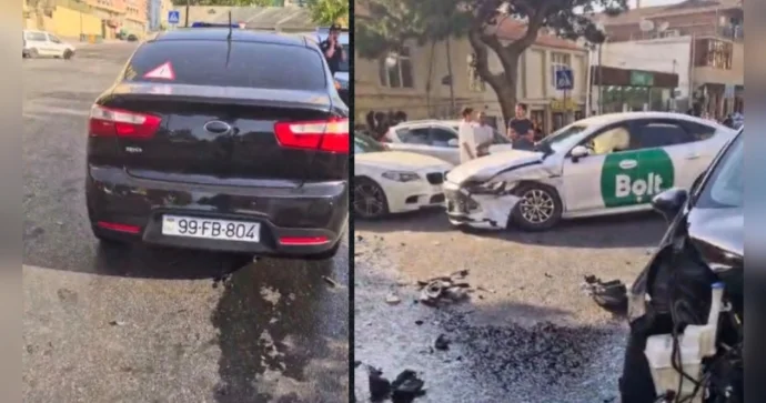 Bakıda tormozu olmayan təlim maşını qəzaya düşdü: Azyaşlı xəsarət aldı VİDEO