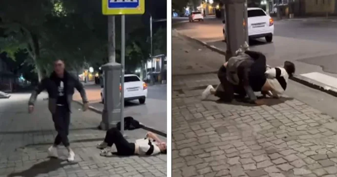 Qız oğlanla mübahisə edib yerə yıxdı Boğmaq istəyəndə... VİDEO