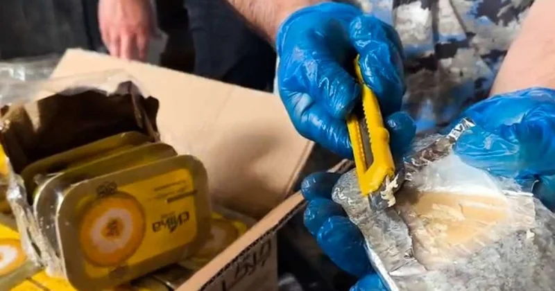 Konserv bankalarında gizlədilən 112 kiloqram heroin aşkarlandı