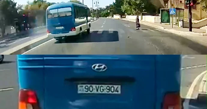 Avtobus sürücüsü qırmızı işıqda yoluna davam etdi 90 VG 904 VİDEO