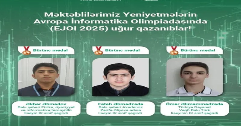 Azərbaycan məktəbliləri Avropa İnformatika Olimpiadasında uğur qazanıb