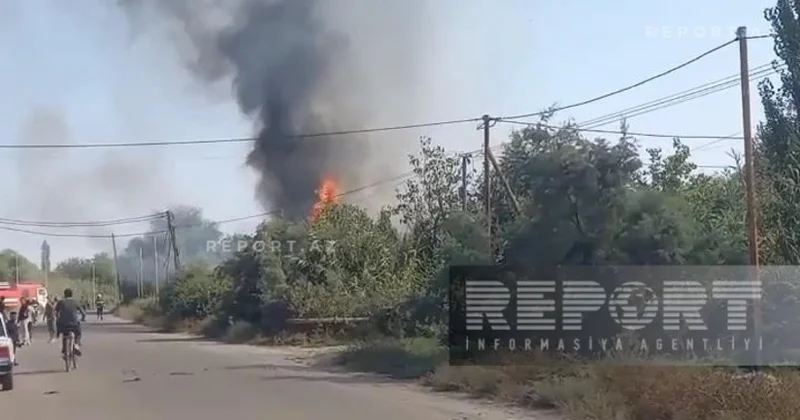 Sabirabadda yanğın var FOTOLAR