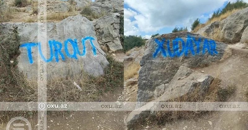Şuşada qayaların üzərinə yazılan yazılar silindi VİDEO