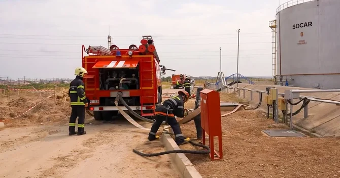 FHN SOCAR obyektində yanğın taktiki təlim keçirib
