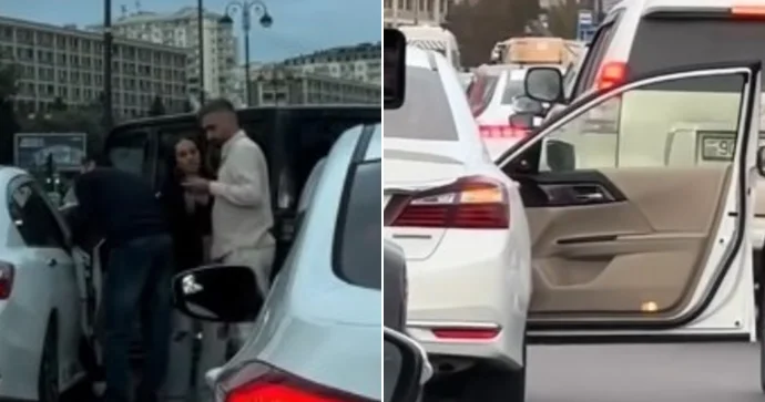 Xətaidə şiddətə məruz qaldığı deyilən qadına sürücülər belə kömək etdi ANBAAN VİDEO