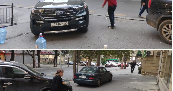 Əhalinin ən sıx yaşadığı küçələrin səkilərini belə zəbt edirlər FOTO