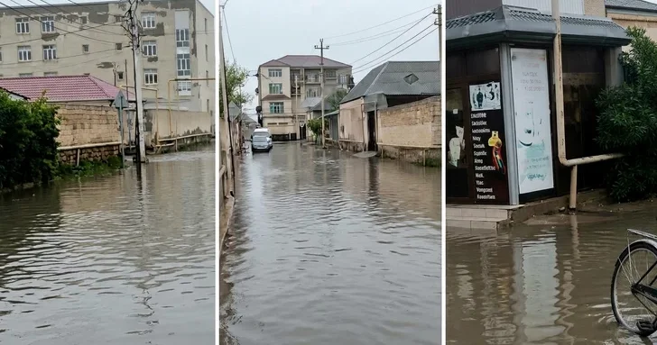 В Баку из за ливня затопило улицы: движение затруднено