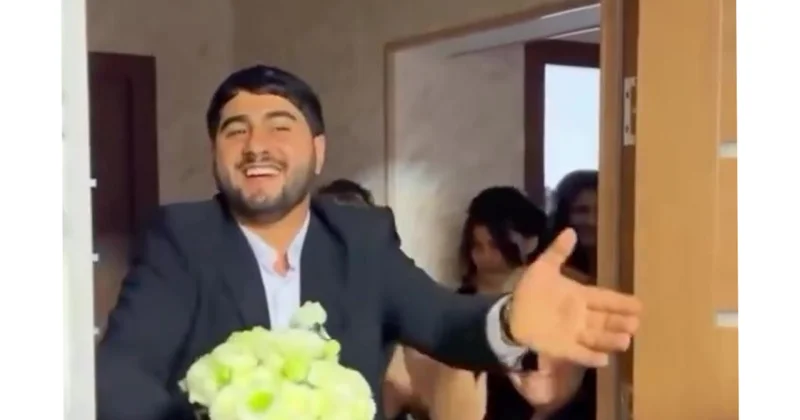 Toyda bəyin sevinci diqqət çəkdi (Video)