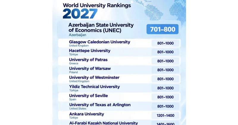 UNEC THE Dünya Universitetləri Reytinqində dünya liderlərini geridə qoyub
