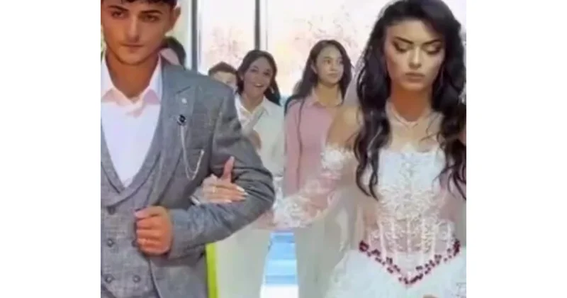 Toyda gəlinlə bəyin əsəbi üz ifadələri gündəm oldu (Video)