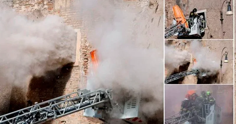 Romada tarixi qüllə çökdü 4 yaralı