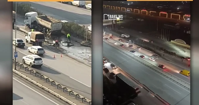 Bakı Sumqayıt yolunda hər il yük maşınları bu arakəsməyə ÇIRPILIR