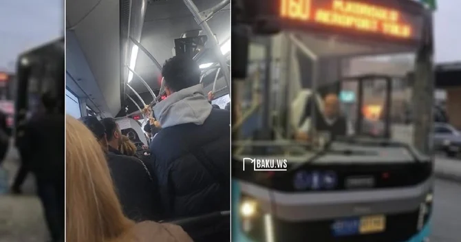 160 nömrəli avtobusda GƏRGİNLİK Sürücü sərnişinləri təhqir etdi