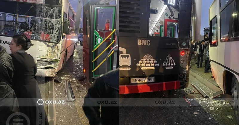 Bakıda avtobuslar toqquşdu: Xəsarət alan var