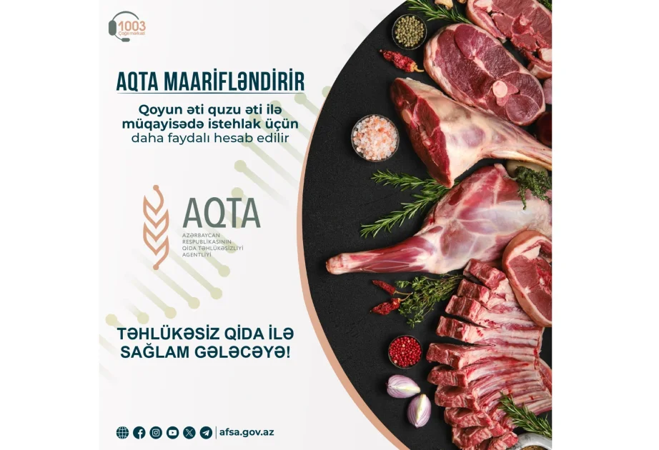 AQTA: Qoyun əti quzu əti ilə müqayisədə istehlak üçün daha faydalı hesab edilir AZƏRTAC